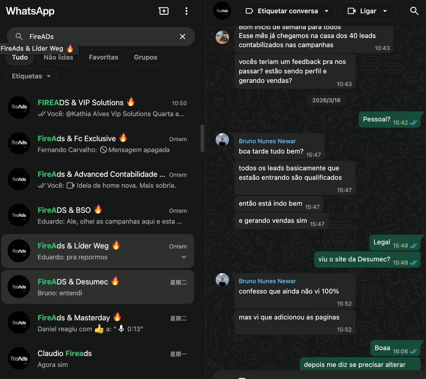 Acompanhamento Semanal FIREADS