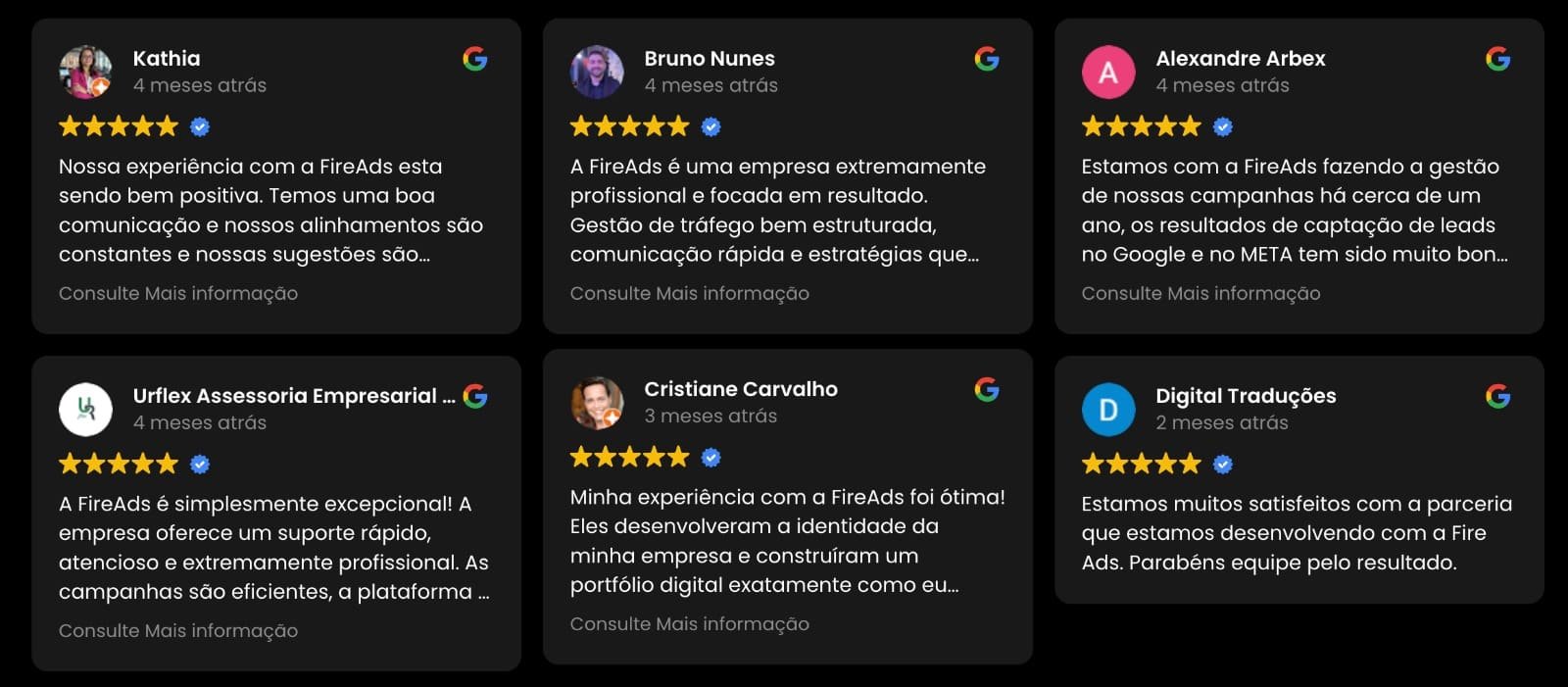 Depoimentos Google FIREADS